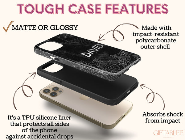Custom Spider Web Phone Case – Personalized Halloween Name Case
