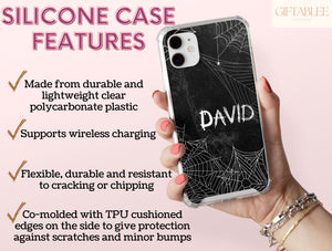 Custom Spider Web Phone Case – Personalized Halloween Name Case