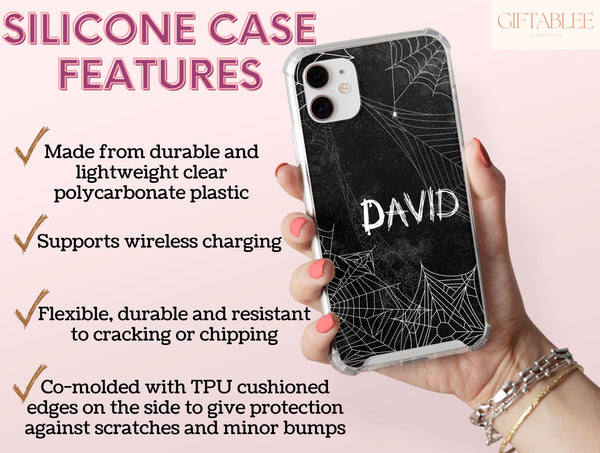 Custom Spider Web Phone Case – Personalized Halloween Name Case