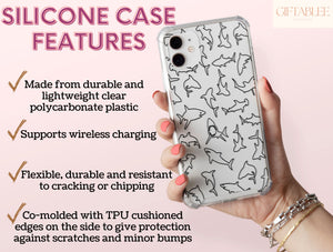 Outline Shark Phone Case – Hand-Drawn Shark Silhouette & Ocean Pattern