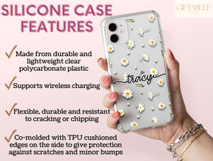 Personalized Daisy Phone Case – Custom Name & Pastel Floral Design
