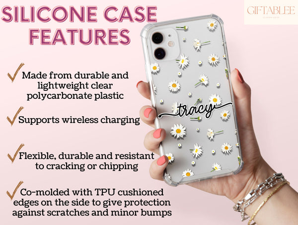 Personalized Daisy Phone Case – Custom Name & Pastel Floral Design