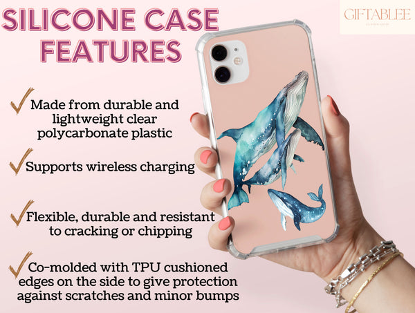 Hump Back Whale Phone Case – Watercolor Humpback Whale Ocean Art Design