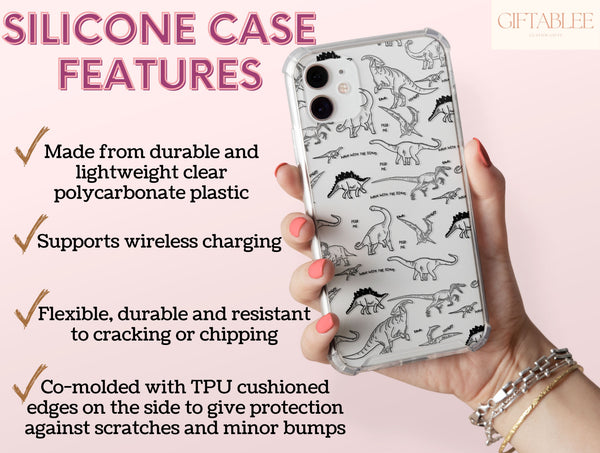 Dinosaur Line Drawing Phone Case – Hand Drawn Prehistoric Sketch & Retro Design
