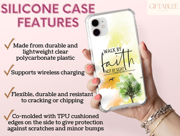 Walk By Faith Phone Case – 2 Corinthians 5:7 Christian Bible Verse Design