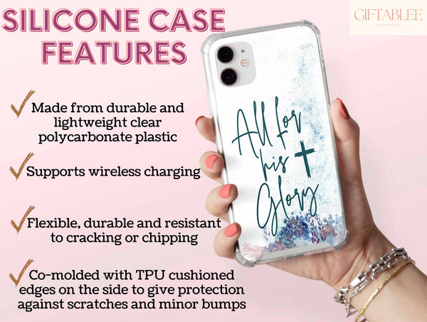 All For His Glory Phone Case – Christian Floral Faith Inspired Design
