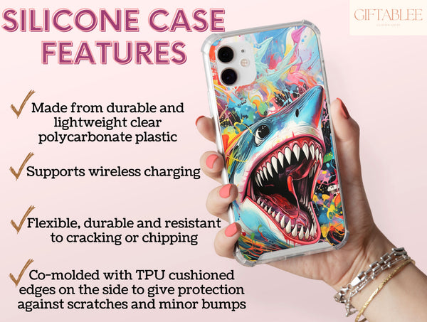 Killer Shark Phone Case – Colorful Great White Ocean Art