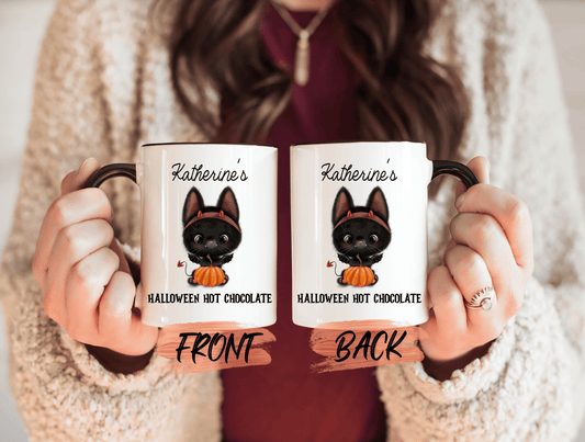 Personalized Halloween Mug, Black Cat Halloween Mug For Cat Lovers’ Halloween Gift, Black Cat Mug, Personalized Halloween Mug For Kids
