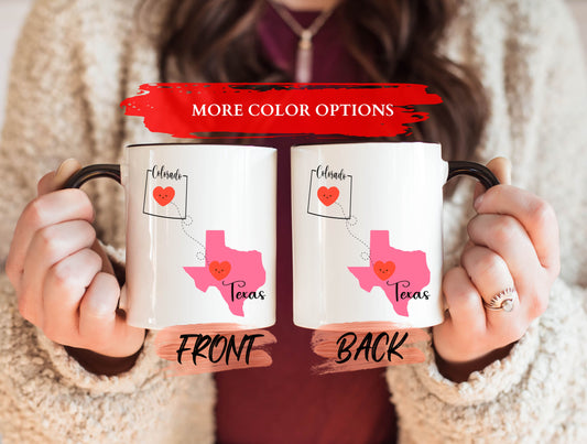 Texas To Colorado Mug, Texas Pride Mug For Men & Women Birthday Gift, Texas State Cup, Distance Mug, Texas Map Mug, Texas Lover Gift For Her
