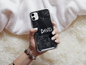 Custom Spider Web Phone Case – Personalized Halloween Name Case
