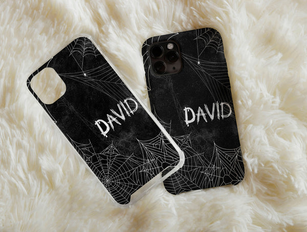 Custom Spider Web Phone Case – Personalized Halloween Name Case