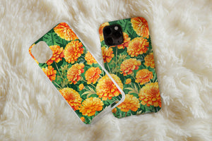 Marigold Flower Phone Case – Watercolor Yellow & Orange Floral Design
