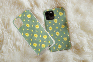 Yellow Daisy Phone Case – Sage Green Floral & Spring Botanical Pattern