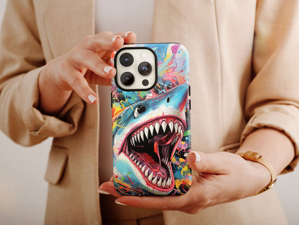 Killer Shark Phone Case – Colorful Great White Ocean Art