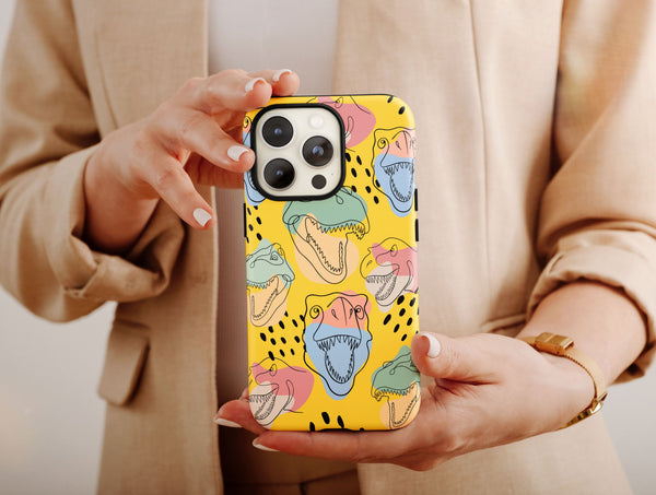 Dinosaur Line Art Phone Case – Modern Abstract Dino Design