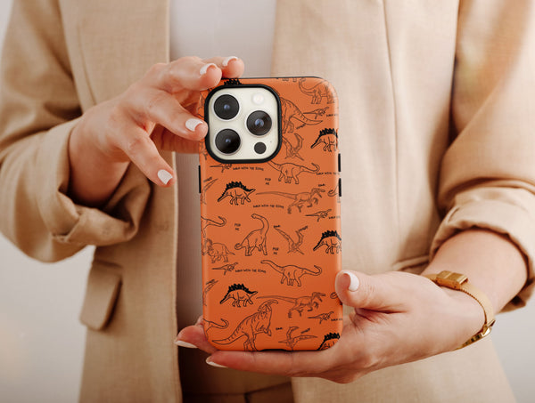 Dinosaur Line Drawing Phone Case – Hand Drawn Prehistoric Sketch & Retro Design