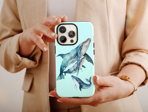 Hump Back Whale Phone Case – Watercolor Humpback Whale Ocean Art Design