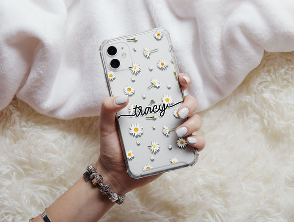 Personalized Daisy Phone Case – Custom Name & Pastel Floral Design