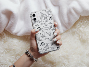 Dinosaur Line Drawing Phone Case – Hand Drawn Prehistoric Sketch & Retro Design
