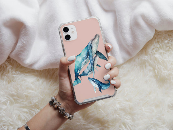 Hump Back Whale Phone Case – Watercolor Humpback Whale Ocean Art Design