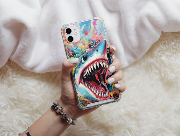 Killer Shark Phone Case – Colorful Great White Ocean Art