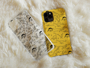 Dinosaur Line Drawing Phone Case – Hand Drawn Prehistoric Sketch & Retro Design