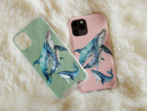 Hump Back Whale Phone Case – Watercolor Humpback Whale Ocean Art Design