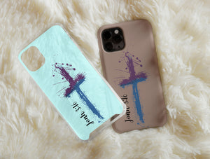John 3 16 Cross Phone Case – Christian Bible Verse & Painted Cross Design