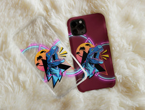 Retro Dinosaur Phone Case – Neon T. Rex Synthwave Design