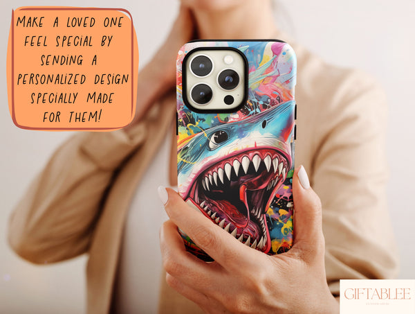 Killer Shark Phone Case – Colorful Great White Ocean Art