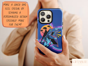 Retro Dinosaur Phone Case – Neon T. Rex Synthwave Design