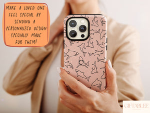 Outline Shark Phone Case – Hand-Drawn Shark Silhouette & Ocean Pattern