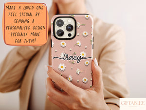 Personalized Daisy Phone Case – Custom Name & Pastel Floral Design