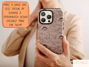 Dinosaur Line Drawing Phone Case – Hand Drawn Prehistoric Sketch & Retro Design