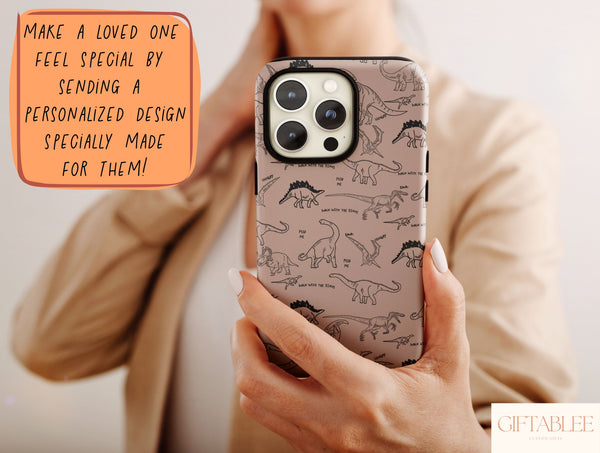 Dinosaur Line Drawing Phone Case – Hand Drawn Prehistoric Sketch & Retro Design
