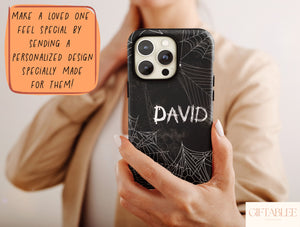 Custom Spider Web Phone Case – Personalized Halloween Name Case