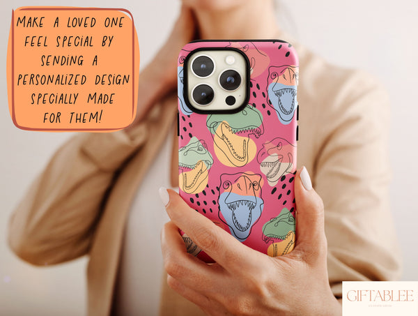 Dinosaur Line Art Phone Case – Modern Abstract Dino Design