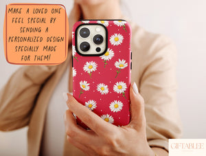 Fresh Blooms – Watercolor Daisy Art Phone Case with Custom Name