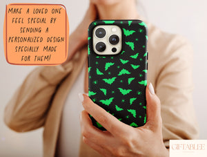 Halloween Bats Phone Case – Neon Bat & Spider Pattern Cover