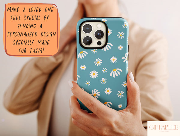 Aesthetic Daisy Phone Case – Personalized Pastel White Floral Design