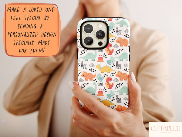 Cute Dinosaur Phone Case – Kawaii Dino Pattern Protective Cover