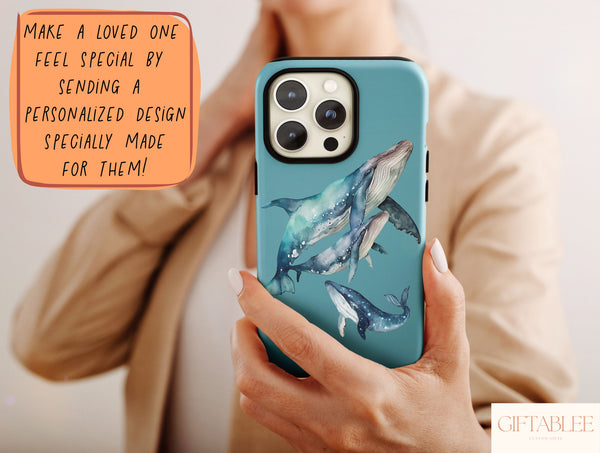 Hump Back Whale Phone Case – Watercolor Humpback Whale Ocean Art Design