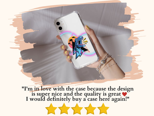 Retro Dinosaur Phone Case – Neon T. Rex Synthwave Design