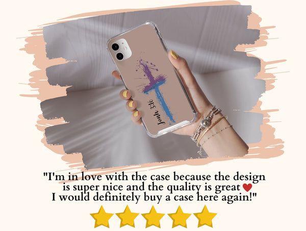 John 3 16 Cross Phone Case – Christian Bible Verse & Painted Cross Design