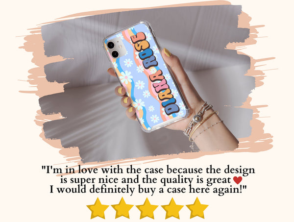 Retro Daisy Phone Case – Personalized 70s Floral & Colorful Design