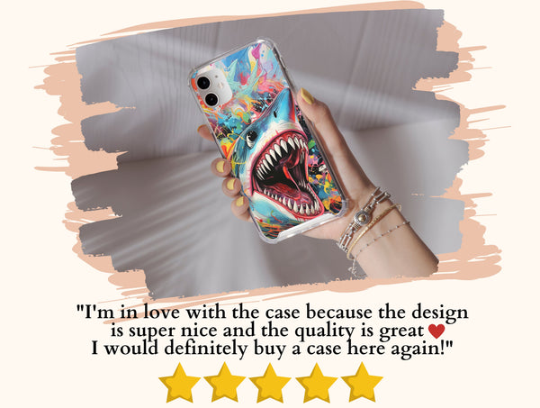 Killer Shark Phone Case – Colorful Great White Ocean Art