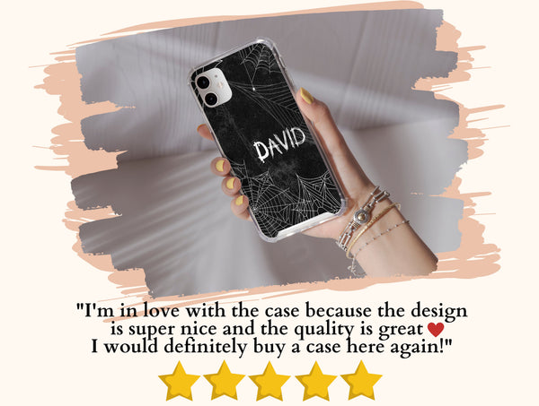 Custom Spider Web Phone Case – Personalized Halloween Name Case