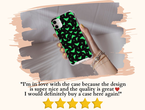 Halloween Bats Phone Case – Neon Bat & Spider Pattern Cover