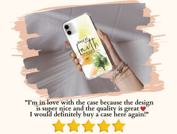 Walk By Faith Phone Case – 2 Corinthians 5:7 Christian Bible Verse Design