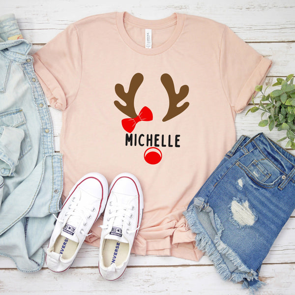 Personalized Rudolf The Red Nosed Reindeer Shirt – Custom Name Tee